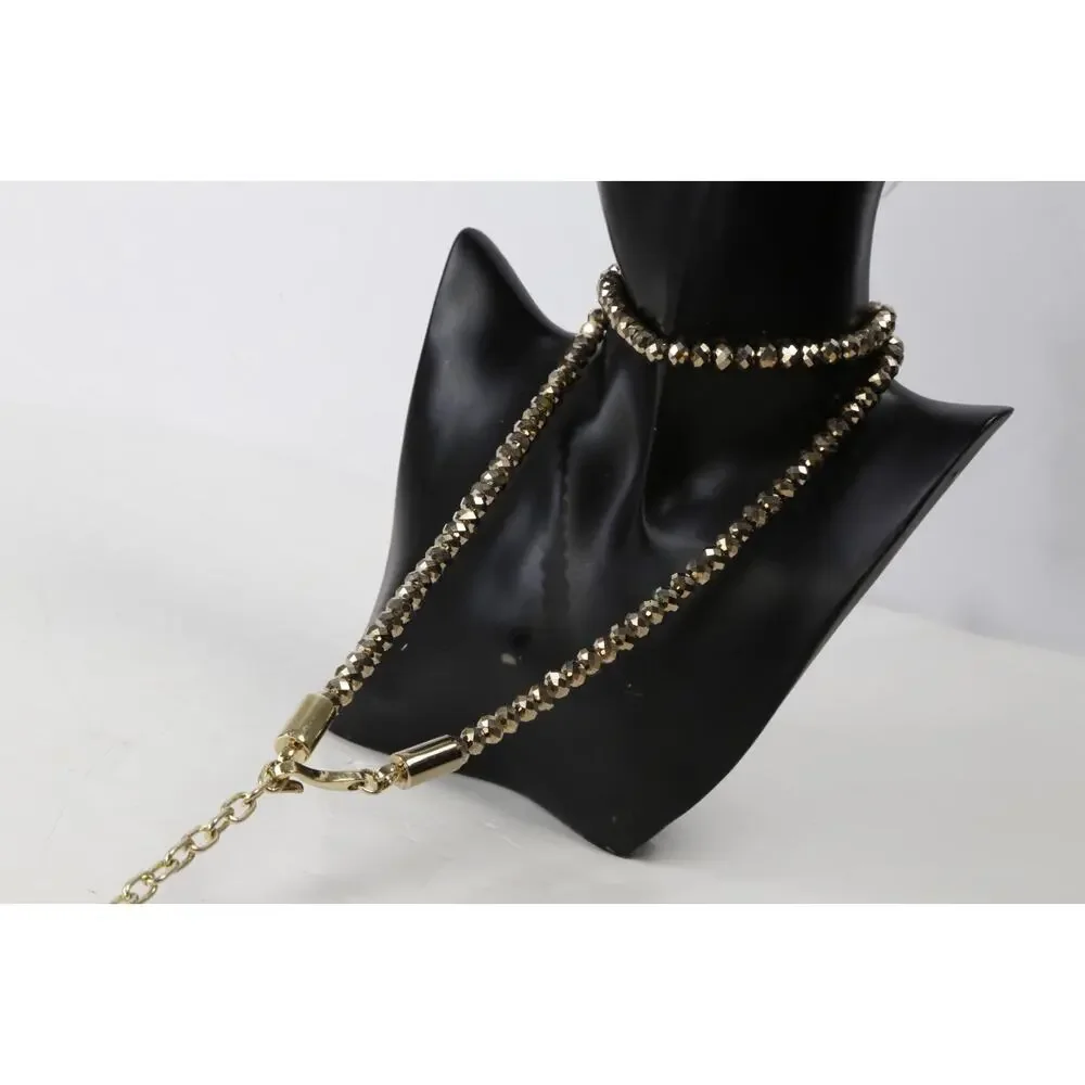 Metallic Gold Beaded Convertible Chain Belt Long Layered Necklace Tassel